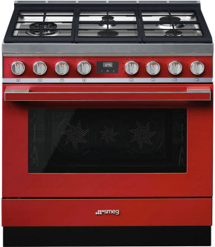 36 inch Dual Fuel Range in Red