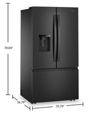 Whirlpool 36" 30 Cu. Ft. French-Door Refrigerator with Ice and Water - Black Stainless Steel - WRFF3536SV | Réfrigérateur Whirlpool de 36 po et de 30 pi3 à portes françaises avec eau et glaçons - acier inoxydable noir - WRFF3536SV | WRFF353V