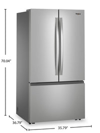 Whirlpool 36" 31 Cu. Ft. French-Door Refrigerator with Ice Maker - Stainless Steel - WRFF3136SZ | Réfrigérateur Whirlpool de 36 po et de 31 pi3 à portes françaises avec machine à glaçons - acier inoxydable - WRFF3136SZ | WRFF313Z