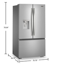 Whirlpool 36" 30 Cu. Ft. French-Door Refrigerator with Ice and Water - Stainless Steel - WRFF3536SZ | Réfrigérateur Whirlpool de 36 po et de 30 pi3 à portes françaises avec eau et glaçons - acier inoxydable - WRFF3536SZ | WRFF353Z