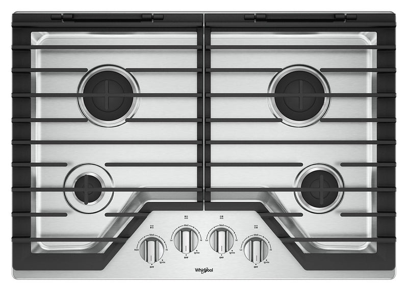 Whirlpool 30" Gas Cooktop with EZ-2-Lift™ Hinged Cast-Iron Grates - WCG55US0HS|Surface de cuisson à gaz Whirlpool 30 po avec grille en fonte à charnières EZ-2-LiftMC - WCG55US0HS|WCG55U0S
