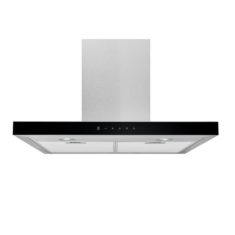 Broan Designer 30" Chimney Range Hood with Black Glass Panel - BWT1304SSB | Hotte cheminée pyramidale Broan Designer de 30 po avec panneau en verre noir - BWT1304SSB | BWT1304B